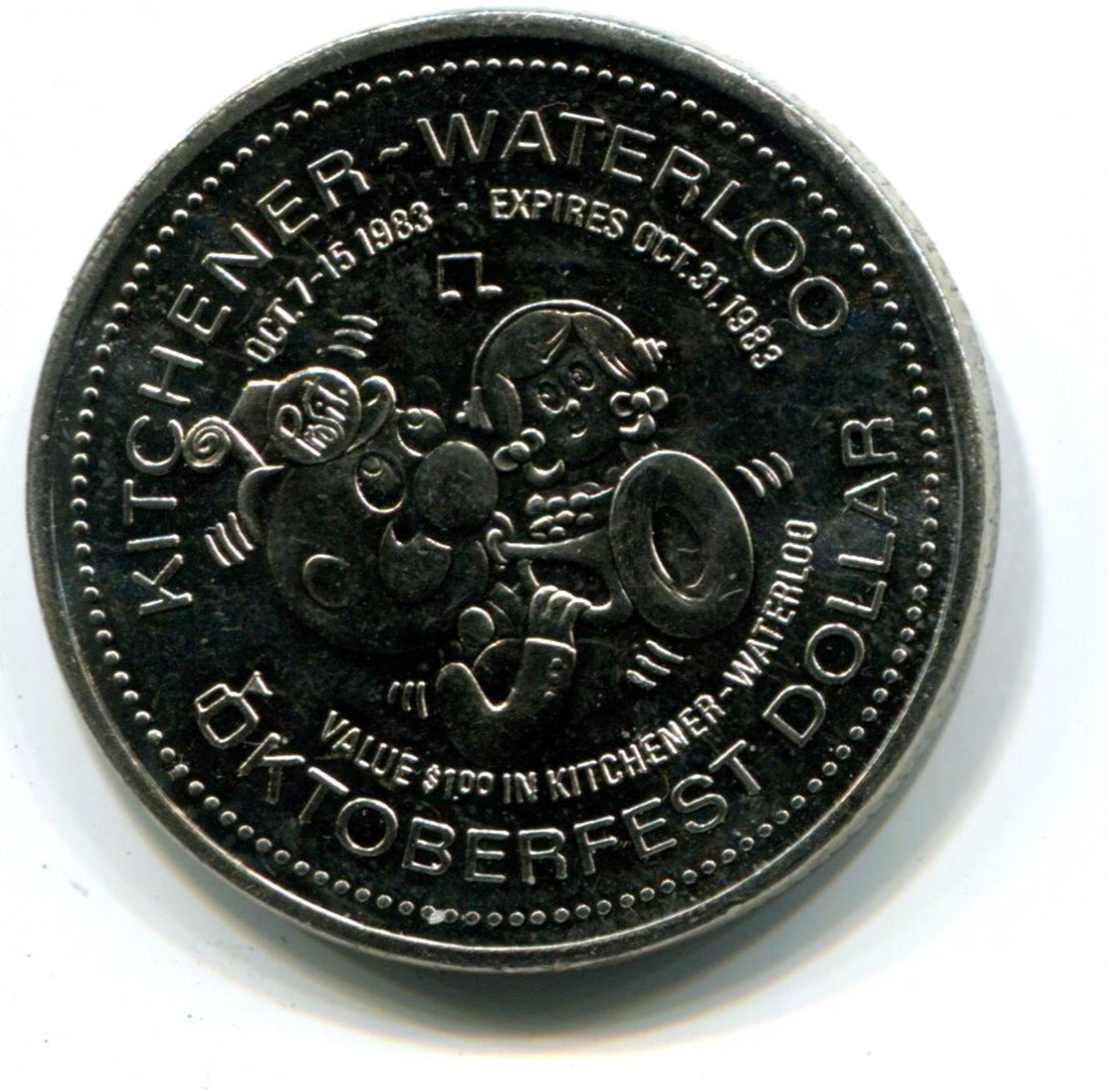 1983 KItchener-Waterloo Canada Oktoberfest $1 Token - Monetary /of Necessity