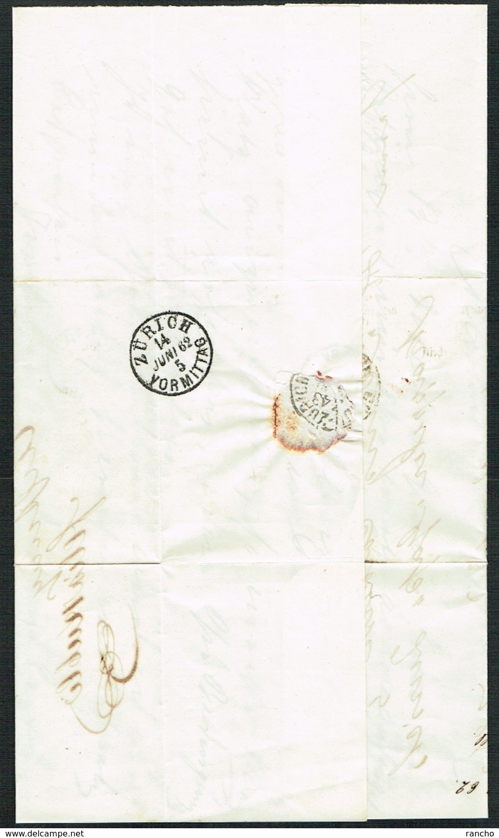 LETTRE  OBLITERE  NETTSTAL DU .13.6.1862. POUR ZÜRICH LE 14.6.1862. C/.S.B.K. Nr:22G.23G. - Brieven En Documenten