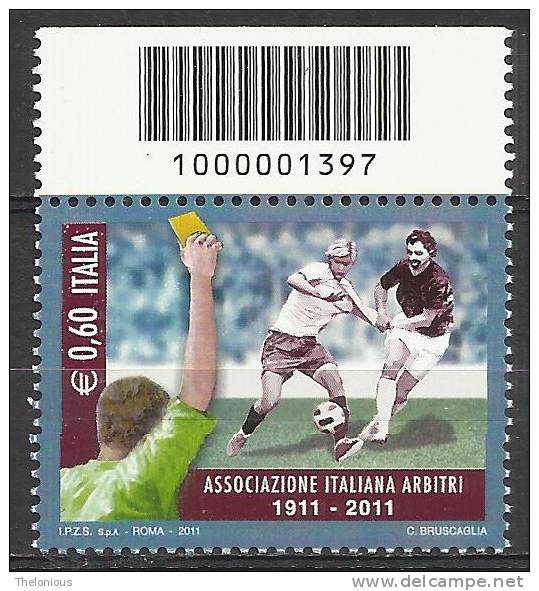 2011 - Centenario Dell'associazione Italiana Arbitri Con Codice A Barre - € 0,60 Nuovo / Mint - Codici A Barre