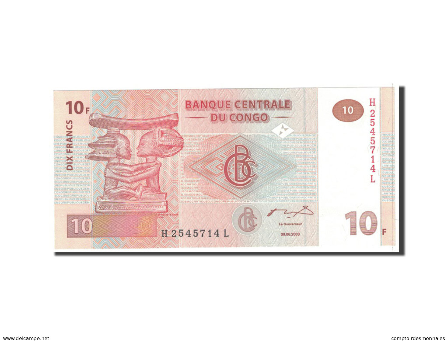 Billet, Congo Democratic Republic, 10 Francs, 2003, 2003-06-30, KM:93a, NEUF - Repubblica Del Congo (Congo-Brazzaville)