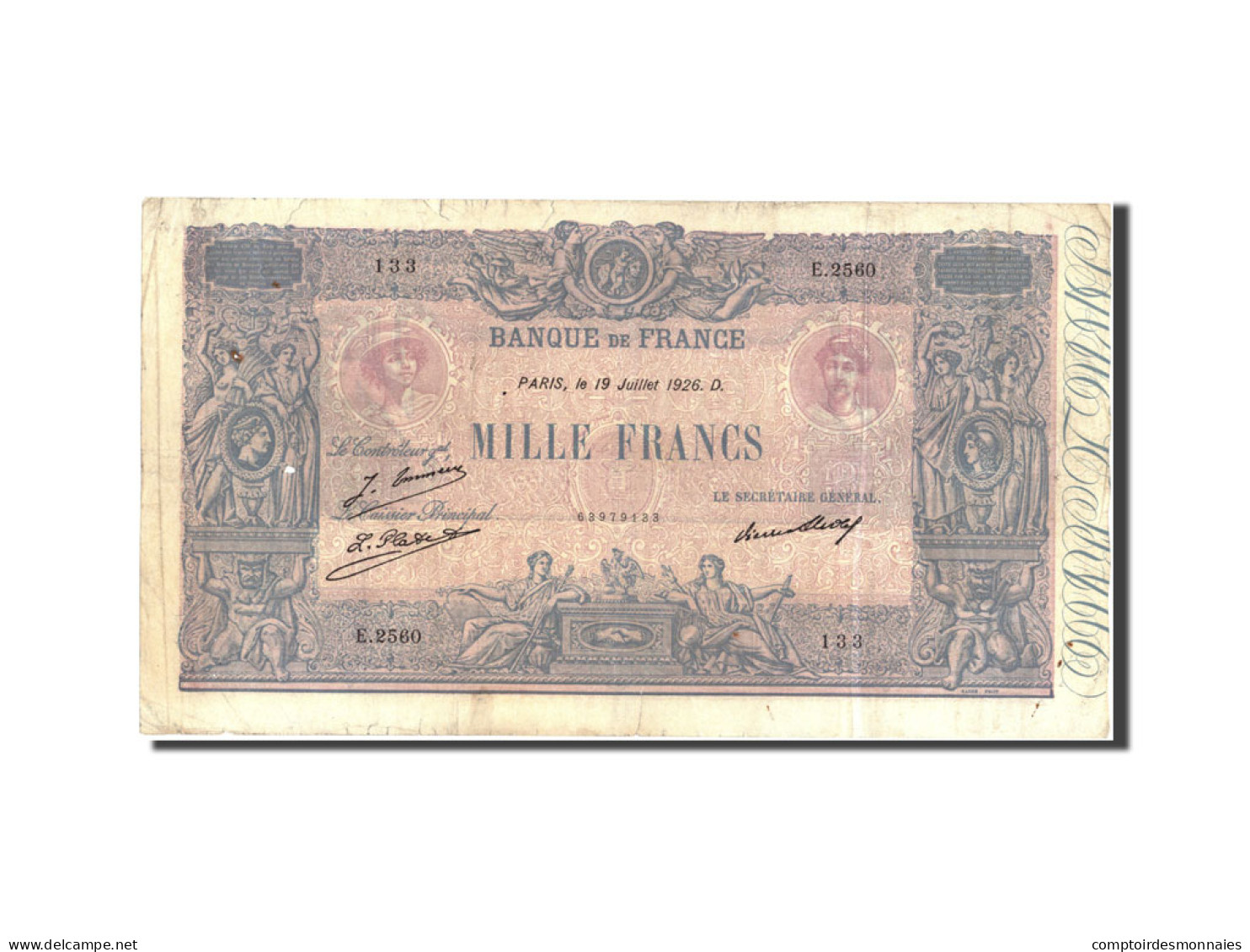 Billet, France, 1000 Francs, 1 000 F 1889-1926 ''Bleu Et Rose'', 1926 - 1 000 F 1889-1926 ''Bleu Et Rose''