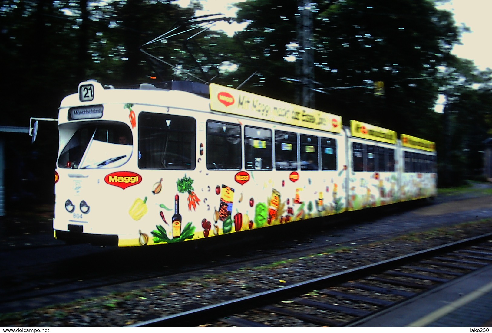 DIAPOSITIVA/SLIDE  TRAM A FRANCOFORTE 1991 Pubblicita' DADO MAGGI - Trains