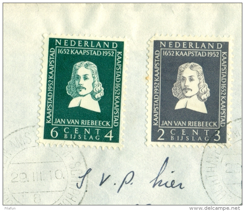 Nederland - 1952 - Van Riebeeck Serie Overcompleet Op LP-cover Van Amsterdam Naar Kaapstad - Brieven En Documenten