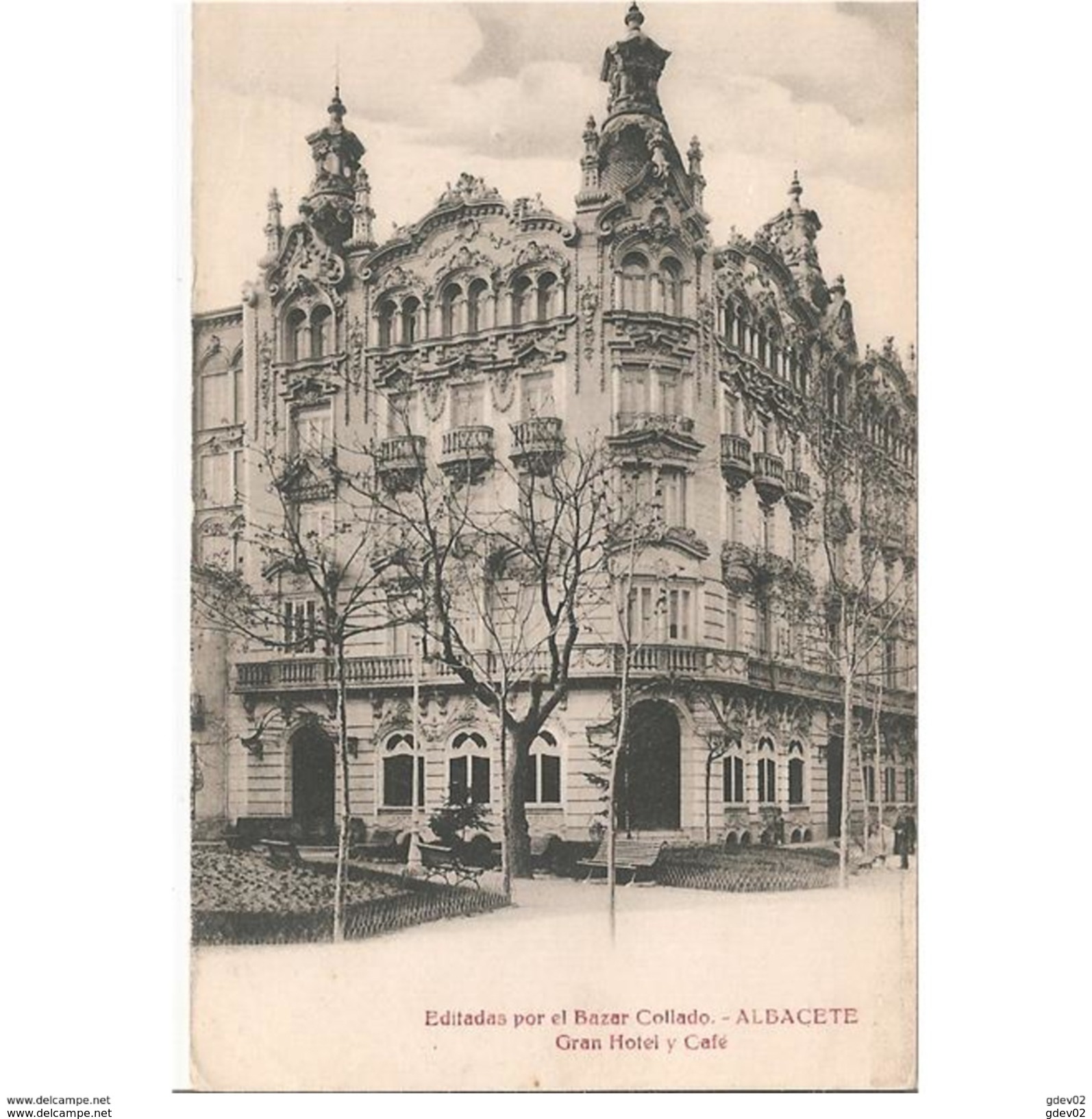 ABCTP2163E-LFTMD12304 .Tarjeta Postal DE ALBACETE.Edificios,arboles Y GRAN HOTEL Y CAFE En ALBACETE - Albacete