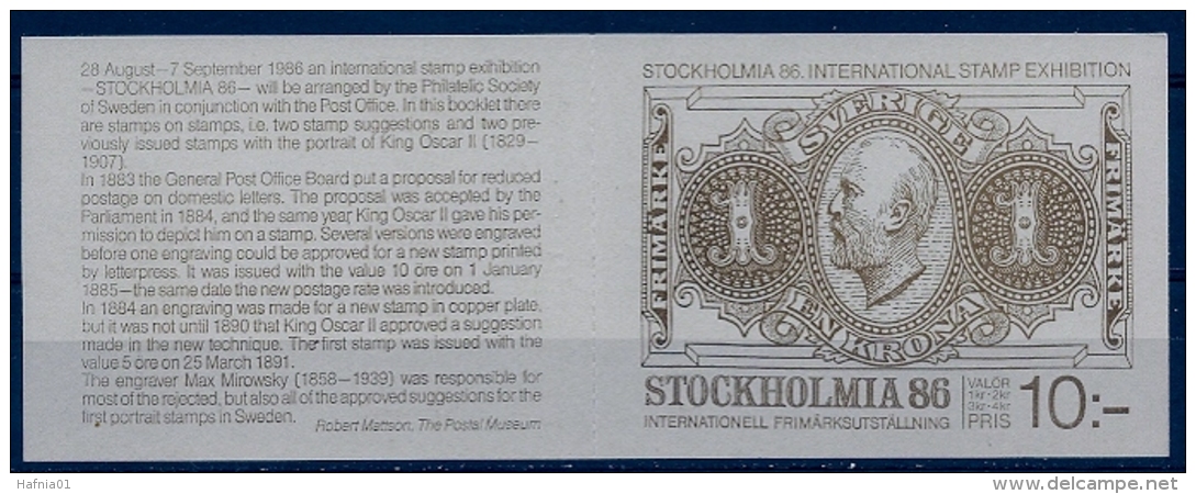 Sweden 1983.  STOCKHOLMIA&acute;86. Booklet. Michel 1239-42   MNH.  SPECIMEN. - Saggi E Prove