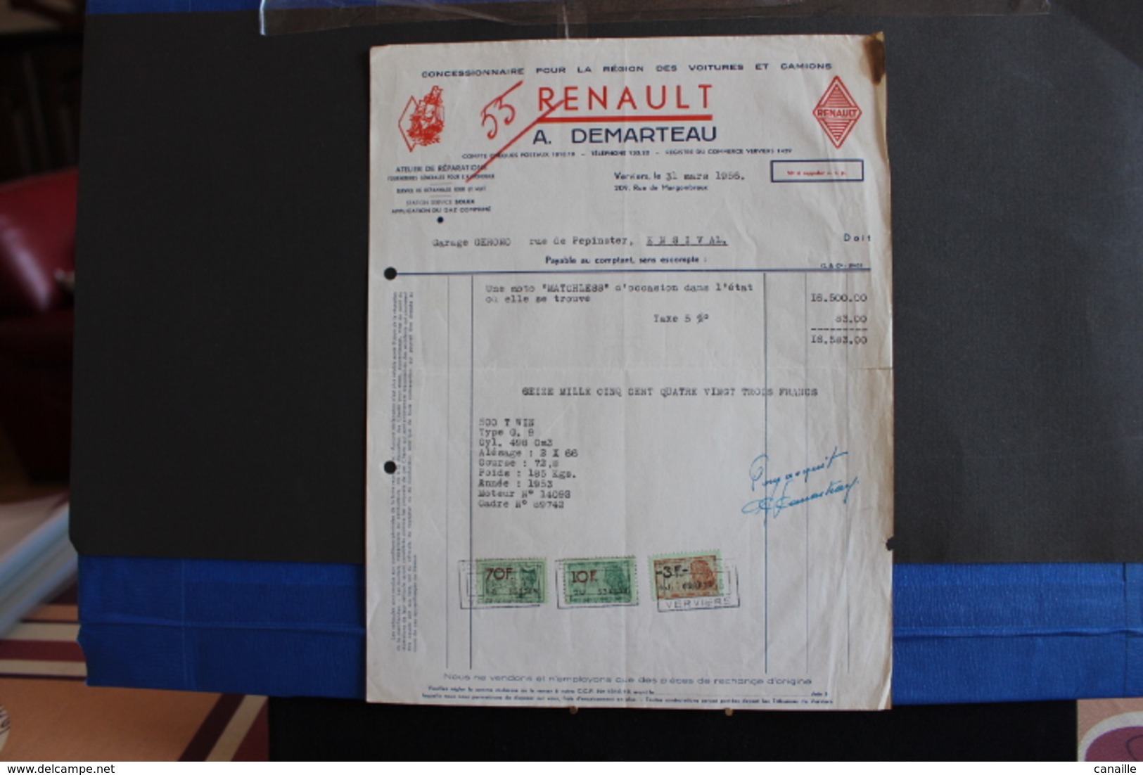 Fac-14 / Verviers - Concessionnaire Pour La Région Des Voitures Et Camions  Renault  A. Demarteau /  1956 . - Automobile