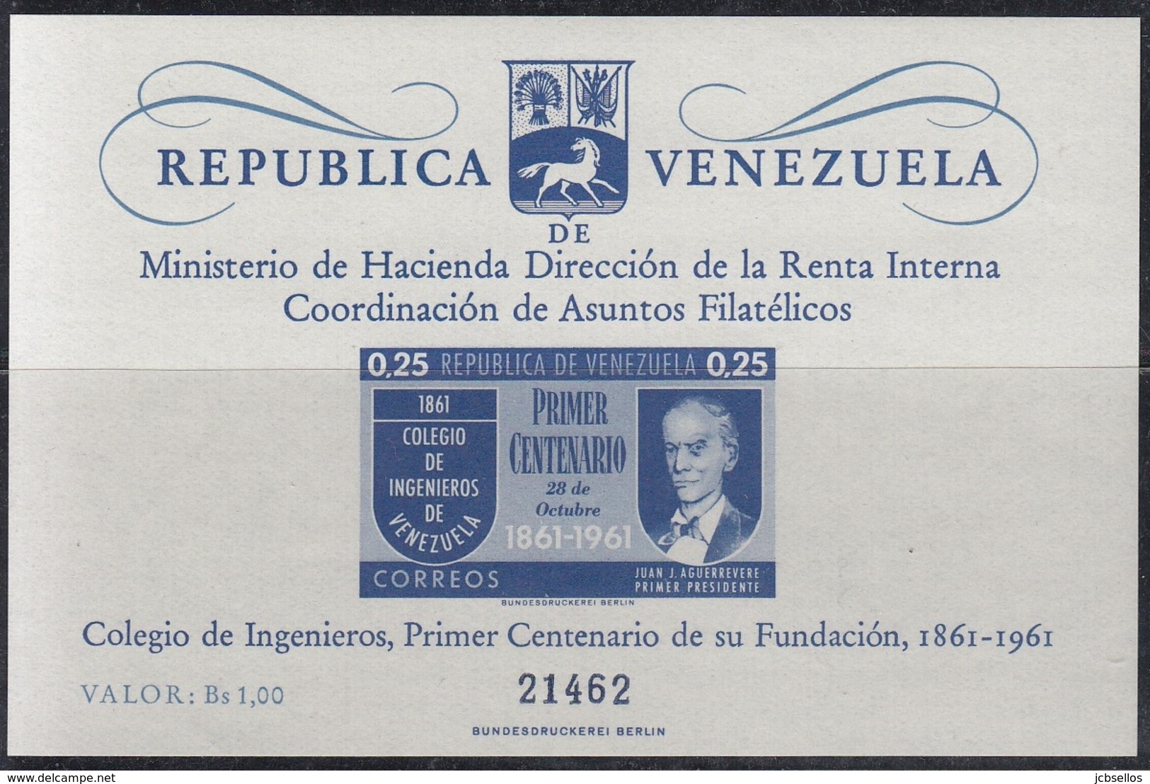 VENEZUELA 1961 HB-4 NUEVO - Venezuela