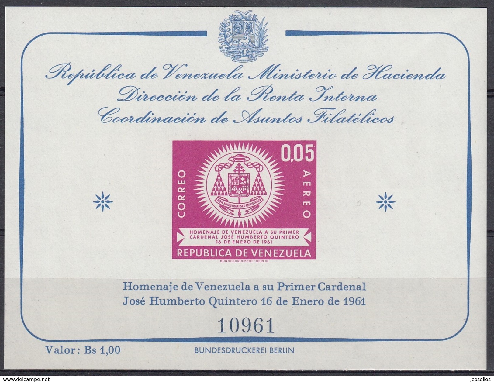 VENEZUELA 1962 HB-5 NUEVO - Venezuela