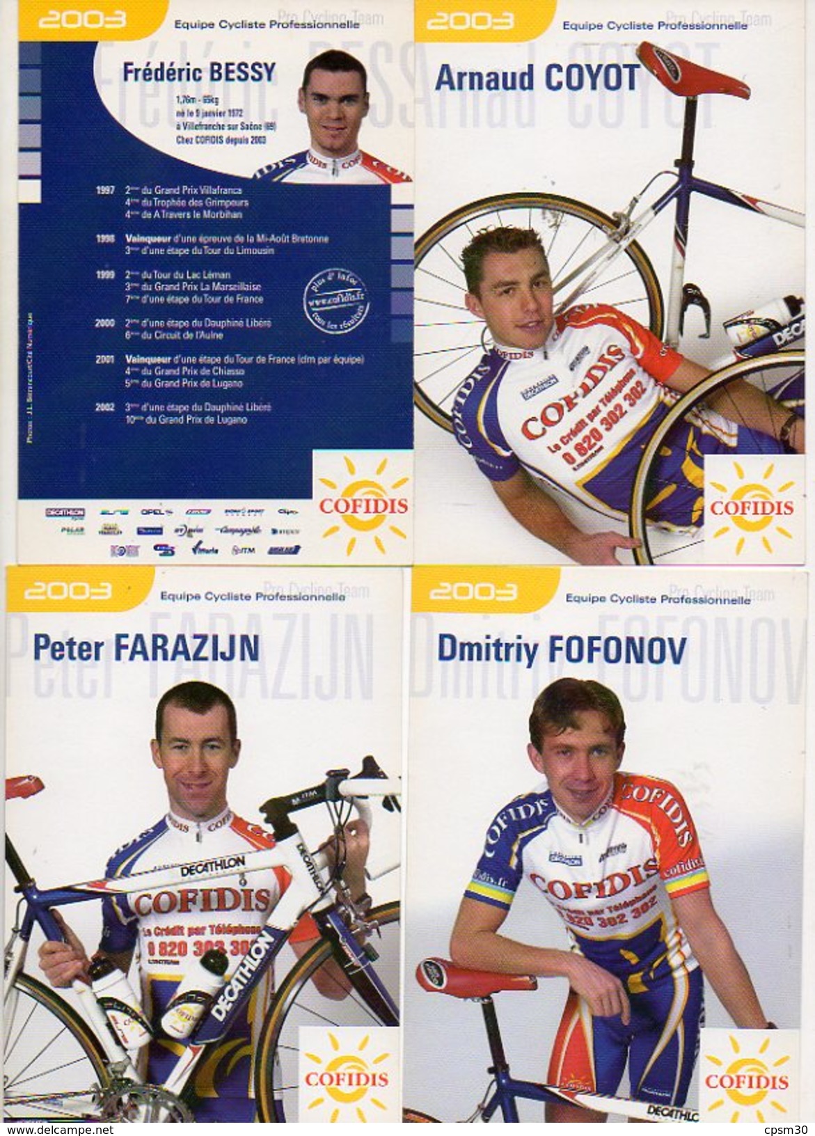 Cyclisme COFIDIS 2003 - 8 Huit Cartes - Cyclisme