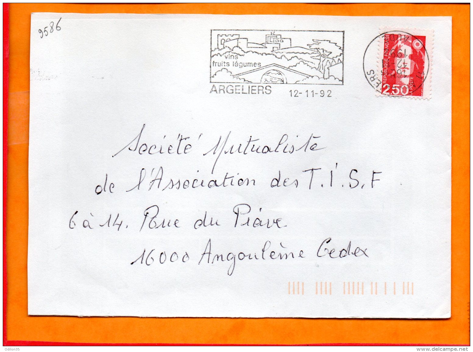 AUDE, Argeliers, Flamme SCOTEM N° 9586, "vins Fruits Légumes" Dateur Inversé - Annullamenti Meccanici (pubblicitari)