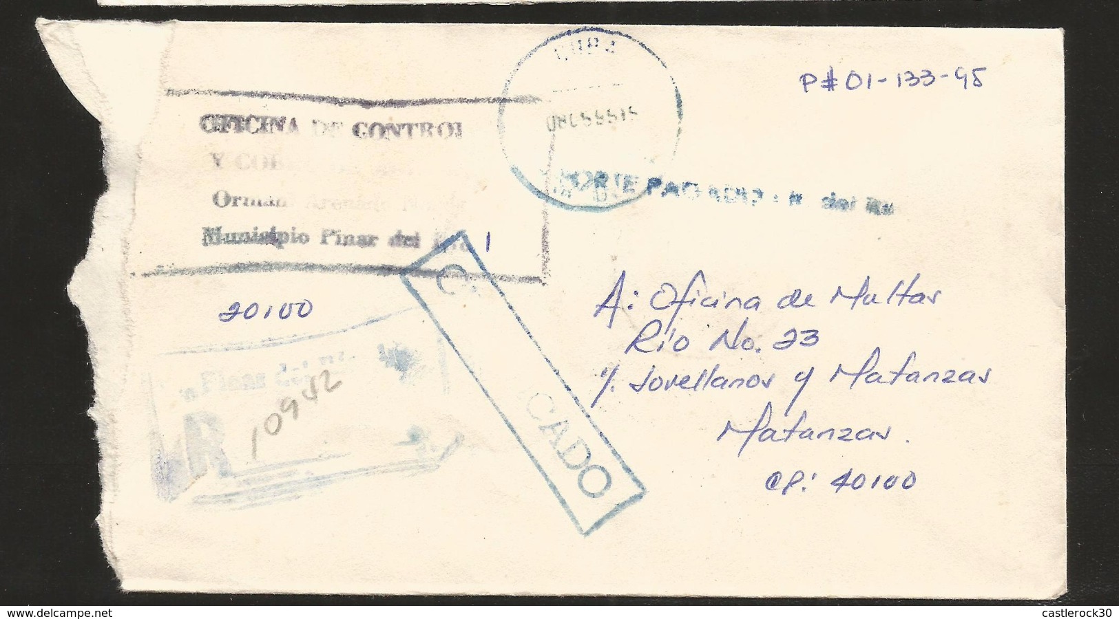 E)1995 CARIBBEAN, CIRCULATED COVER  TO MATANZAS, CERTIFICATE, INTERNAL USAGE, F - Cartas & Documentos