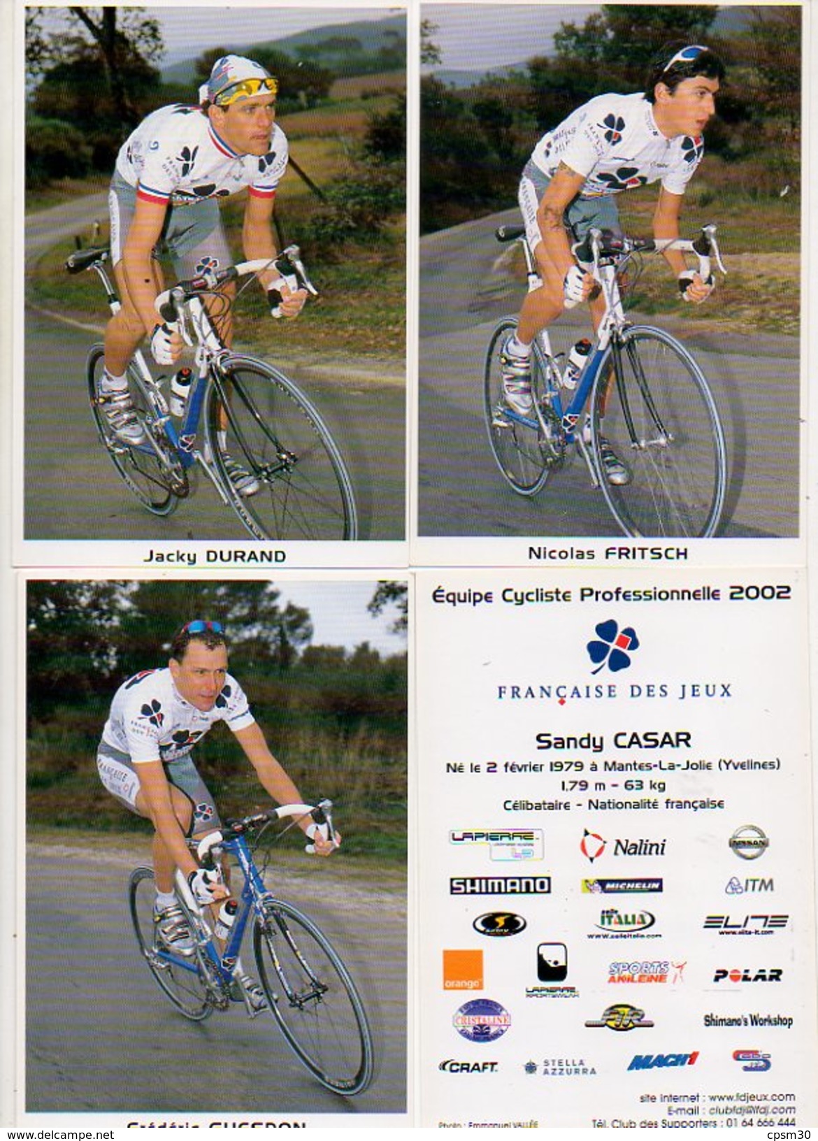 Cyclisme 2002 - équipe FDJ Francaise Des Jeux - 16 Seize Cartes Differentes - Cyclisme