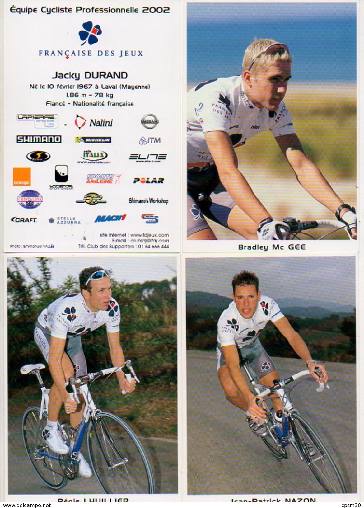 Cyclisme 2002 - équipe FDJ Francaise Des Jeux - 16 Seize Cartes Differentes - Cyclisme
