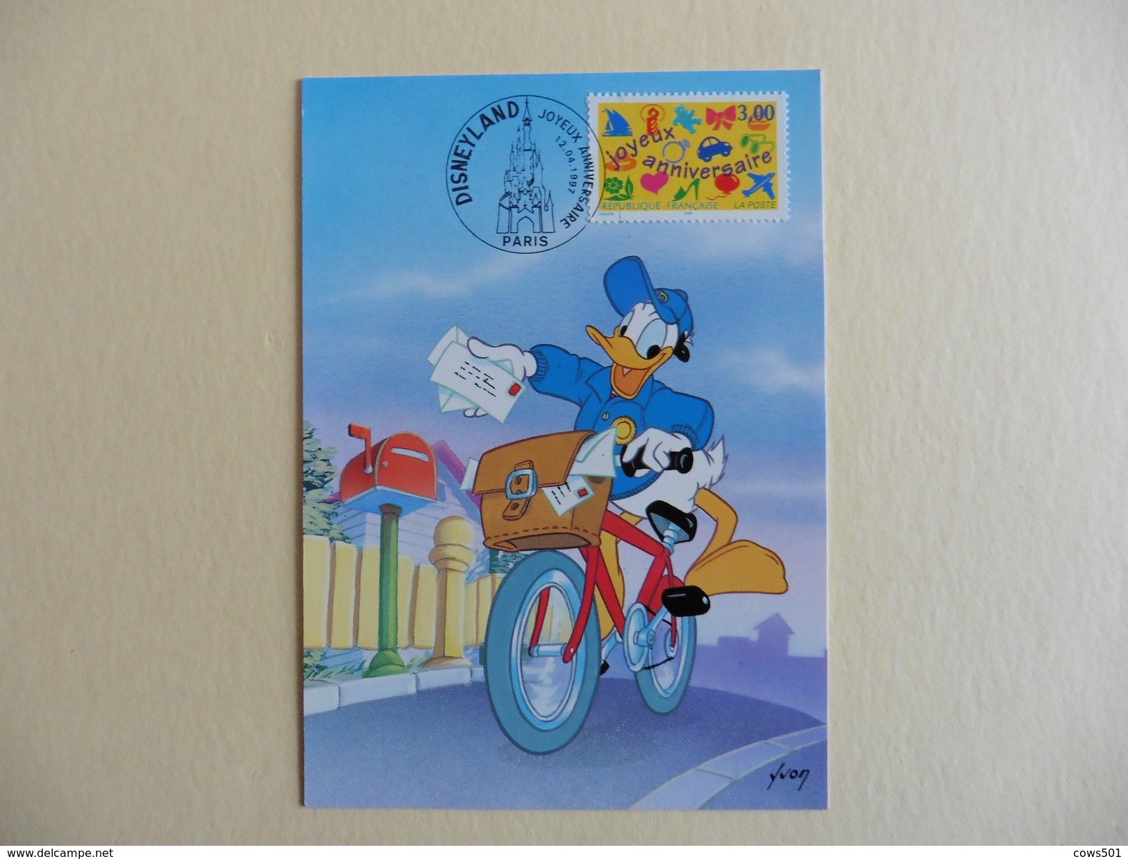 France :carte  Entier  Postal : Disneyland :Joyeux Anniversaire 12-4-1997 - Disneyland