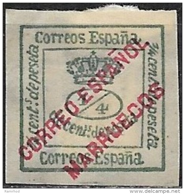 SPANISH MOROCCO 1903 Numeral &amp; Crown Overprinted -  1/4c. - Green MH - Spanish Morocco