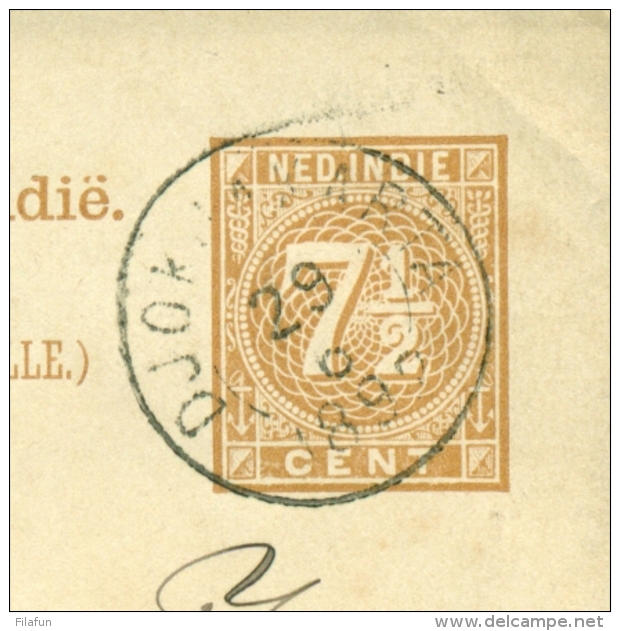 Nederlands Indië - 1892 - 7,5 Cent Cijfer Van (KR) DJOKJAKARTA Met Na Posttijd Naar Tjilatjap - Nederlands-Indië