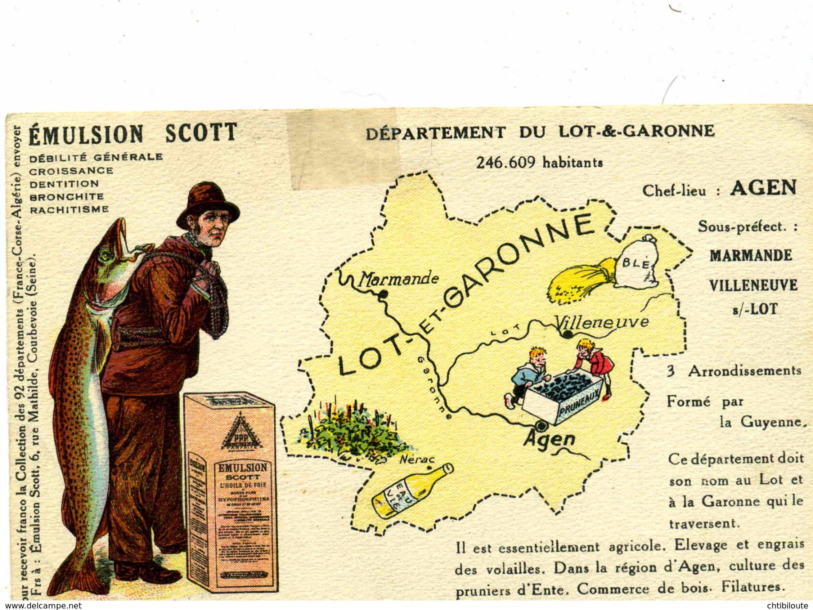 PUBLICITE   /    L 61     " EMULSION  SCOTT "  LOT ET GARONNE    CPA  9 X 14 - Publicidad