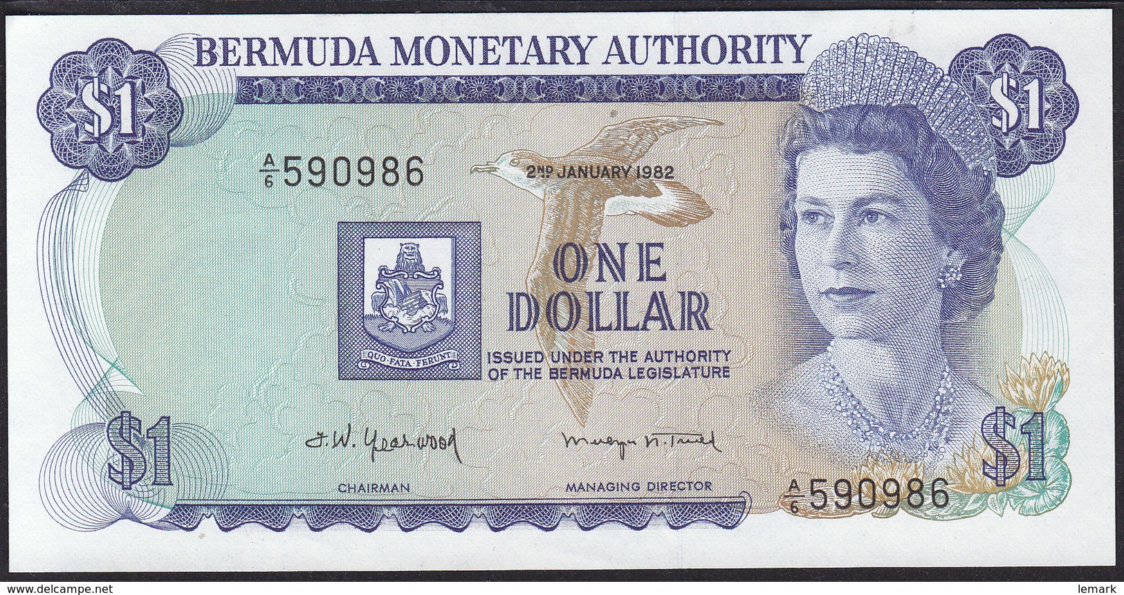 Bermudas 1 Dollar 1982 P28b UNC - Bermuda