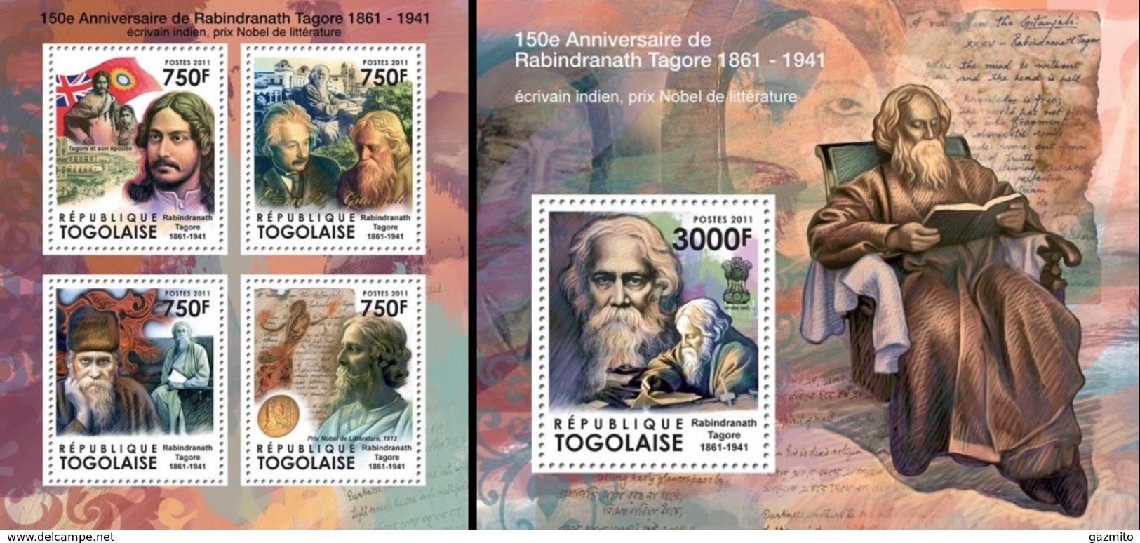 Togo 2011, 150th Rabindranath Tagore, 4val In BF +BF - Hinduismo