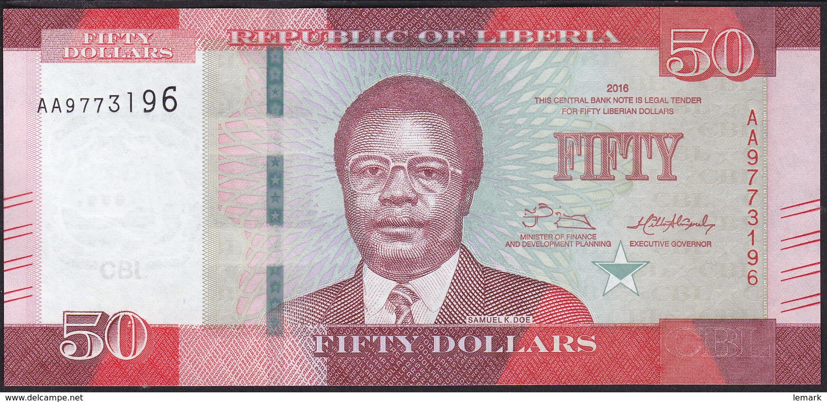 Liberia 50 Dollar 2016 Pnew UNC - Liberia