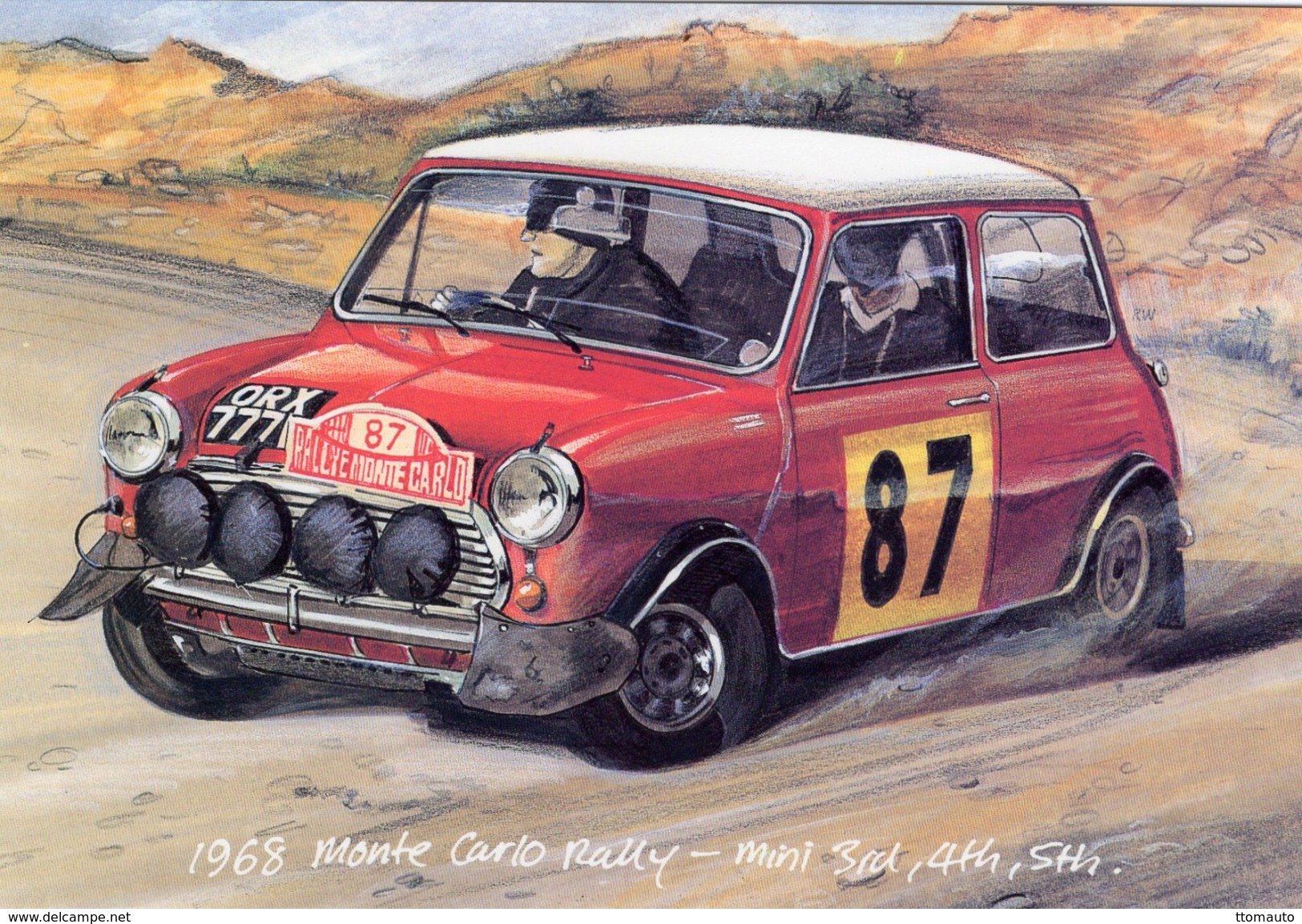 Monte-Carlo Rally 1968 - Mini Cooper 1275S -  Paddy Hopkirk/Ron Crellin  -  Art Card - Rallyes