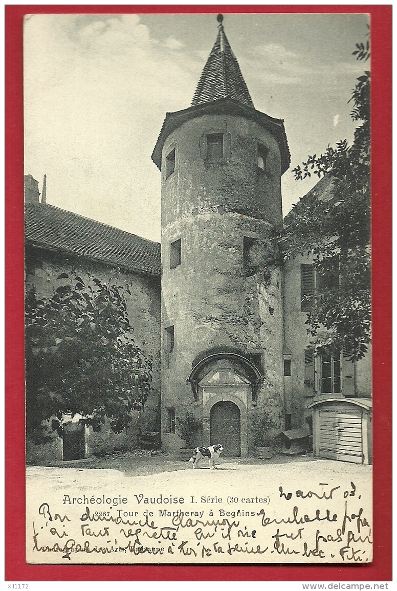 PRG-17  Archéologie Vaudoise Begnins, Tour Du Martheray  Précurseur. Cachet 1903 - Begnins