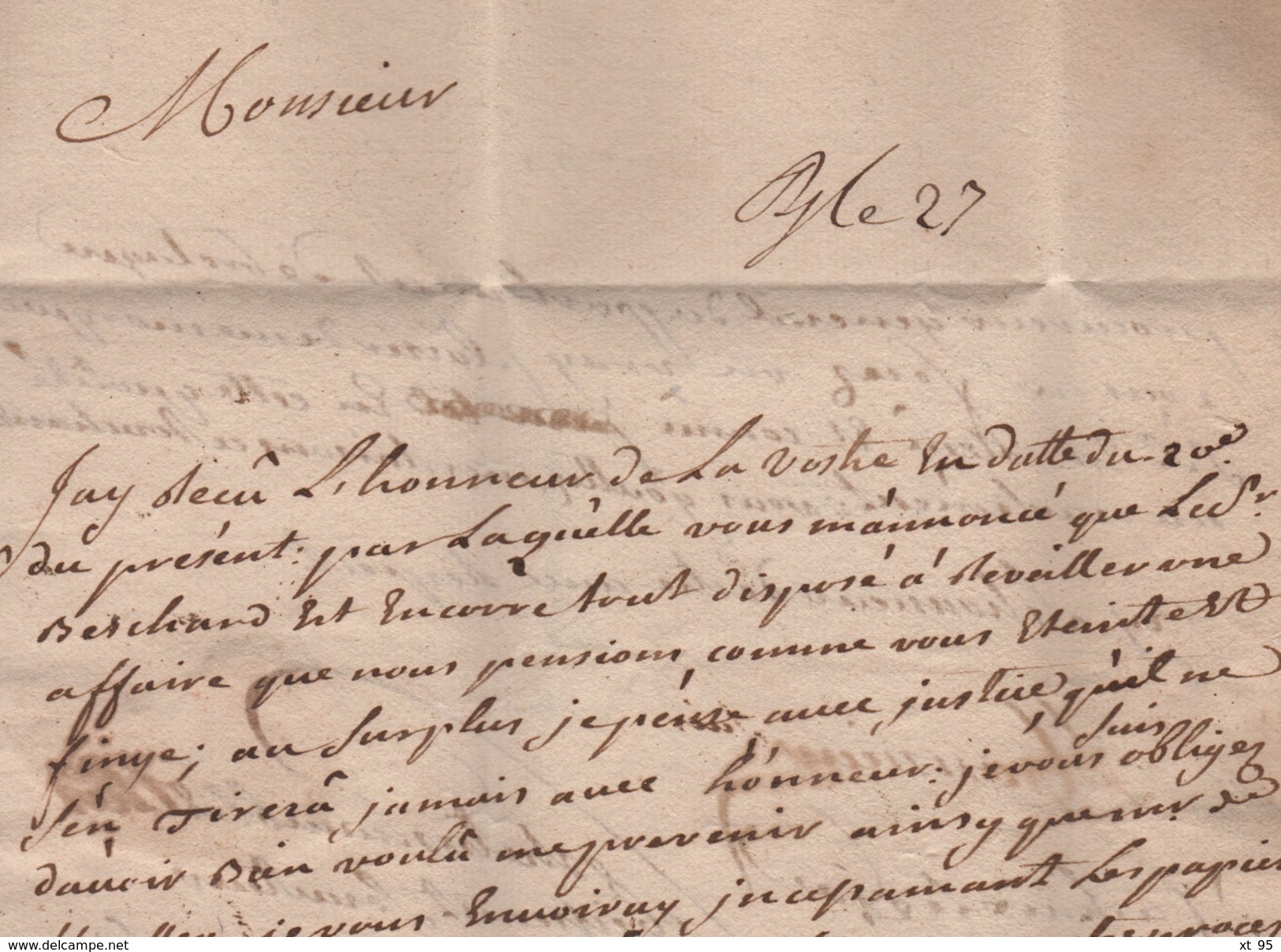 Carhaix - Finistere - Courrier De 1752 - 1701-1800: Vorläufer XVIII