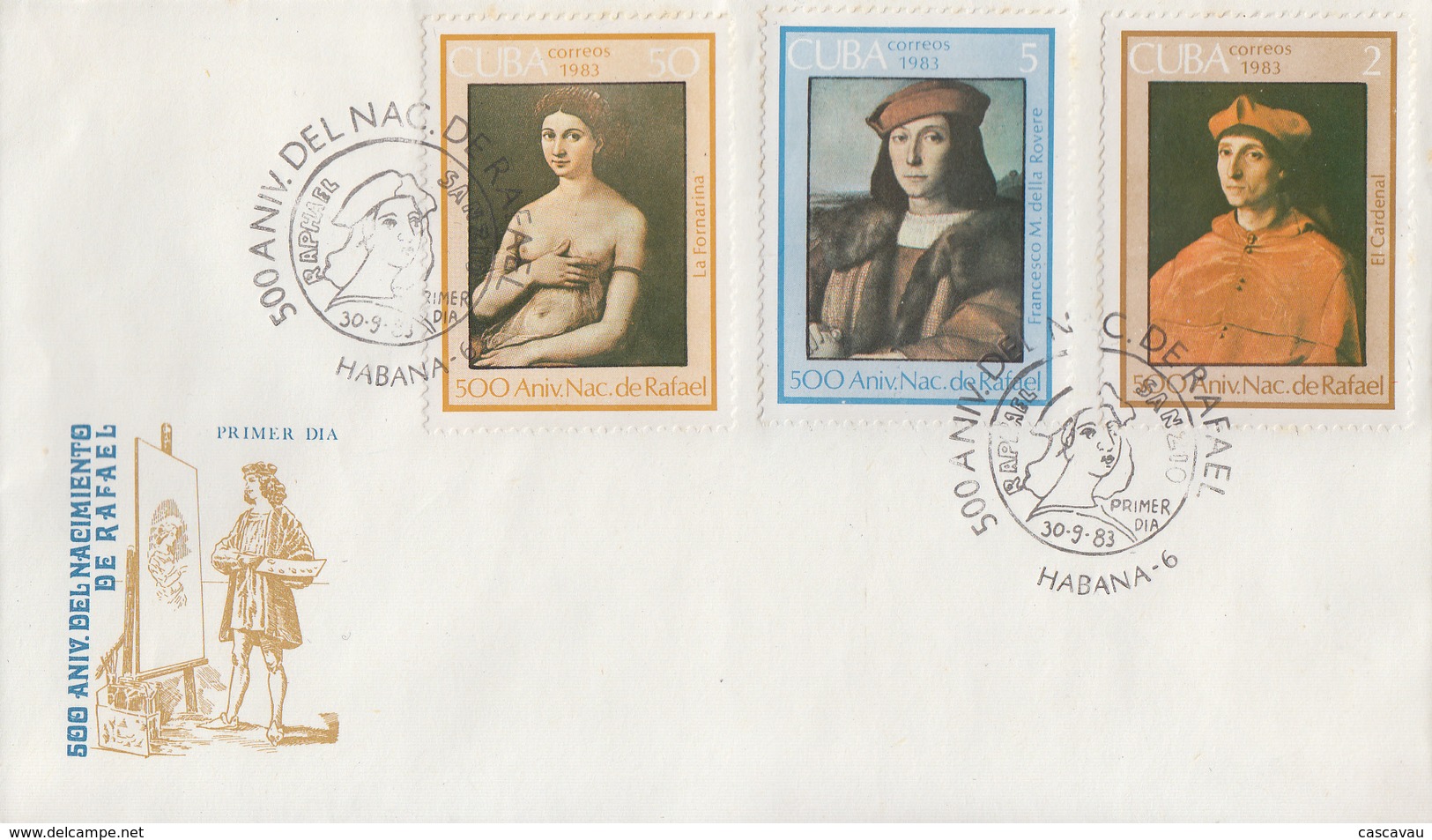 Enveloppe  FDC   CUBA    Oeuvres  De  RAPHAEL   1983 - FDC