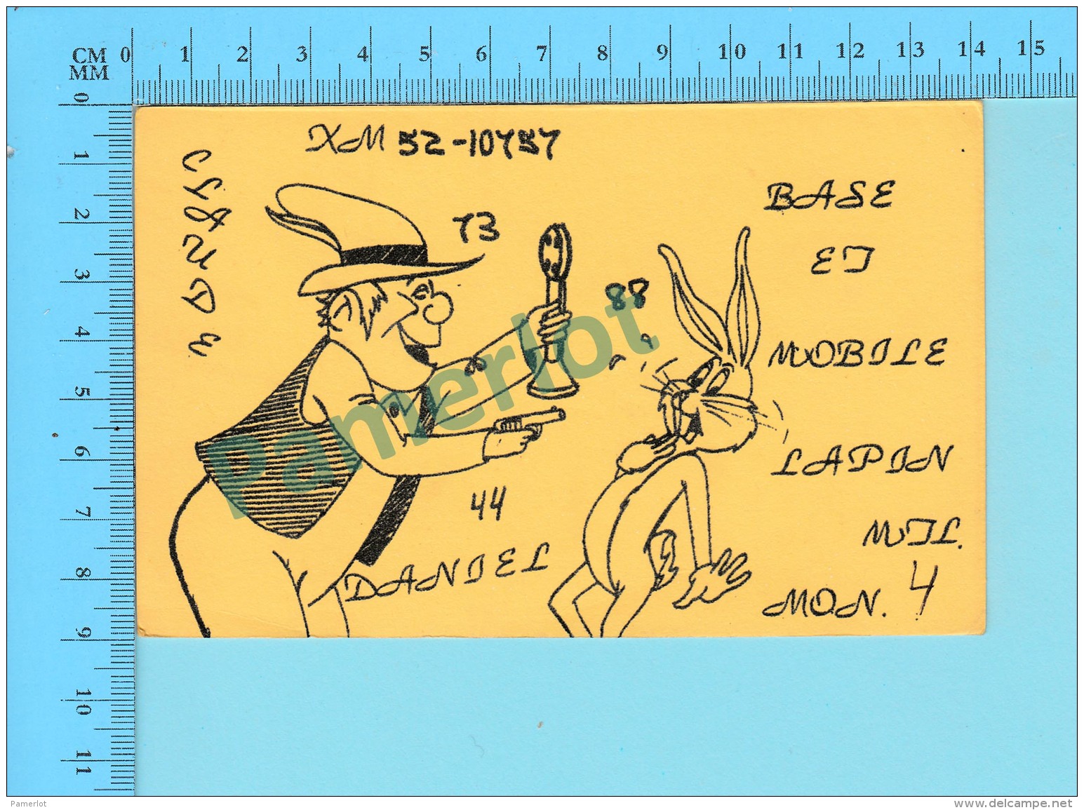 QSL- CB- Base Mobile Lapin, Bugs Bunny - St-Jerome Quebec- 2 Scans - CB