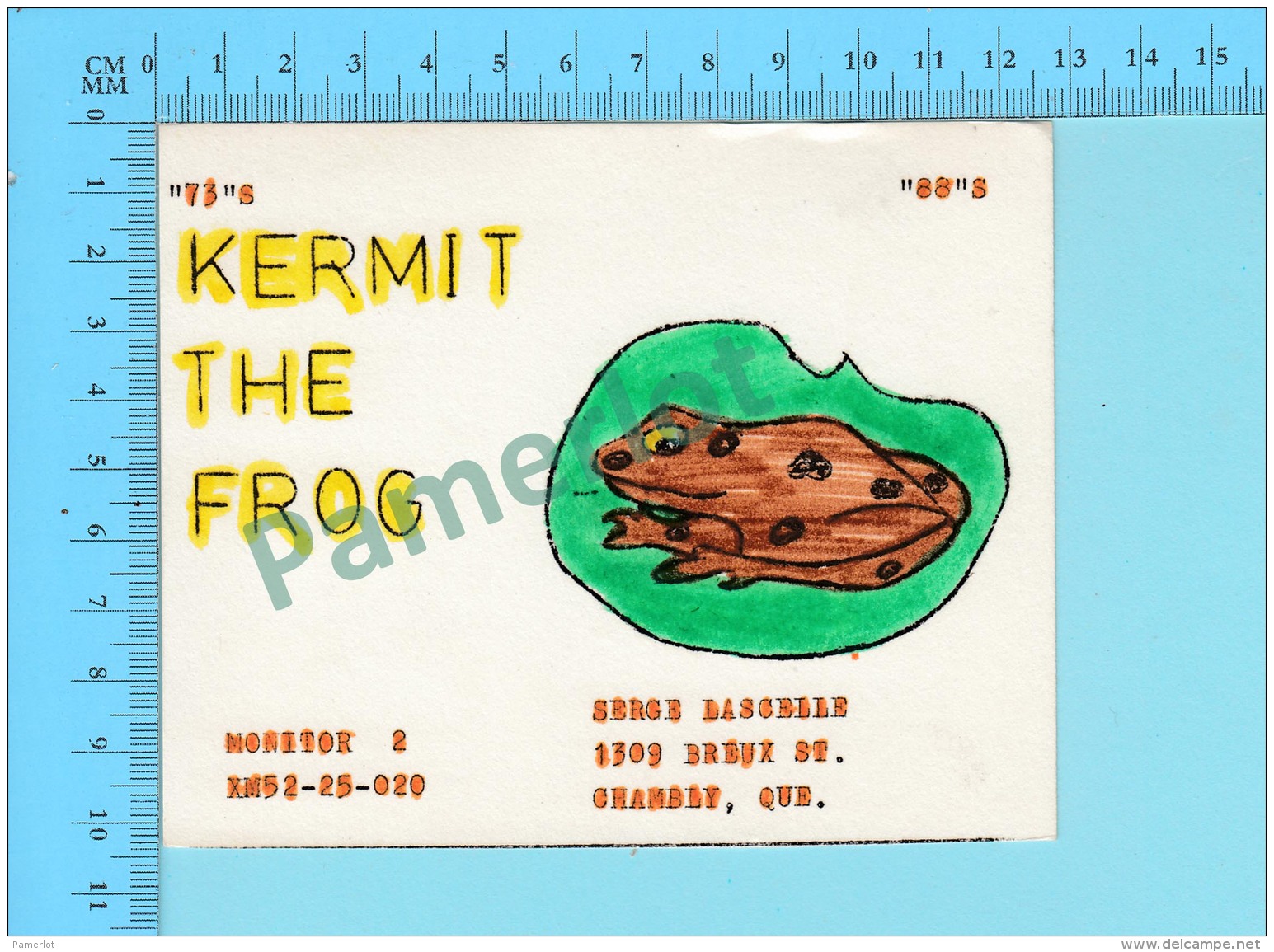 QSL- CB-  Kermit The Frog, Grenouille - Granby Quebec- 2 Scans - CB