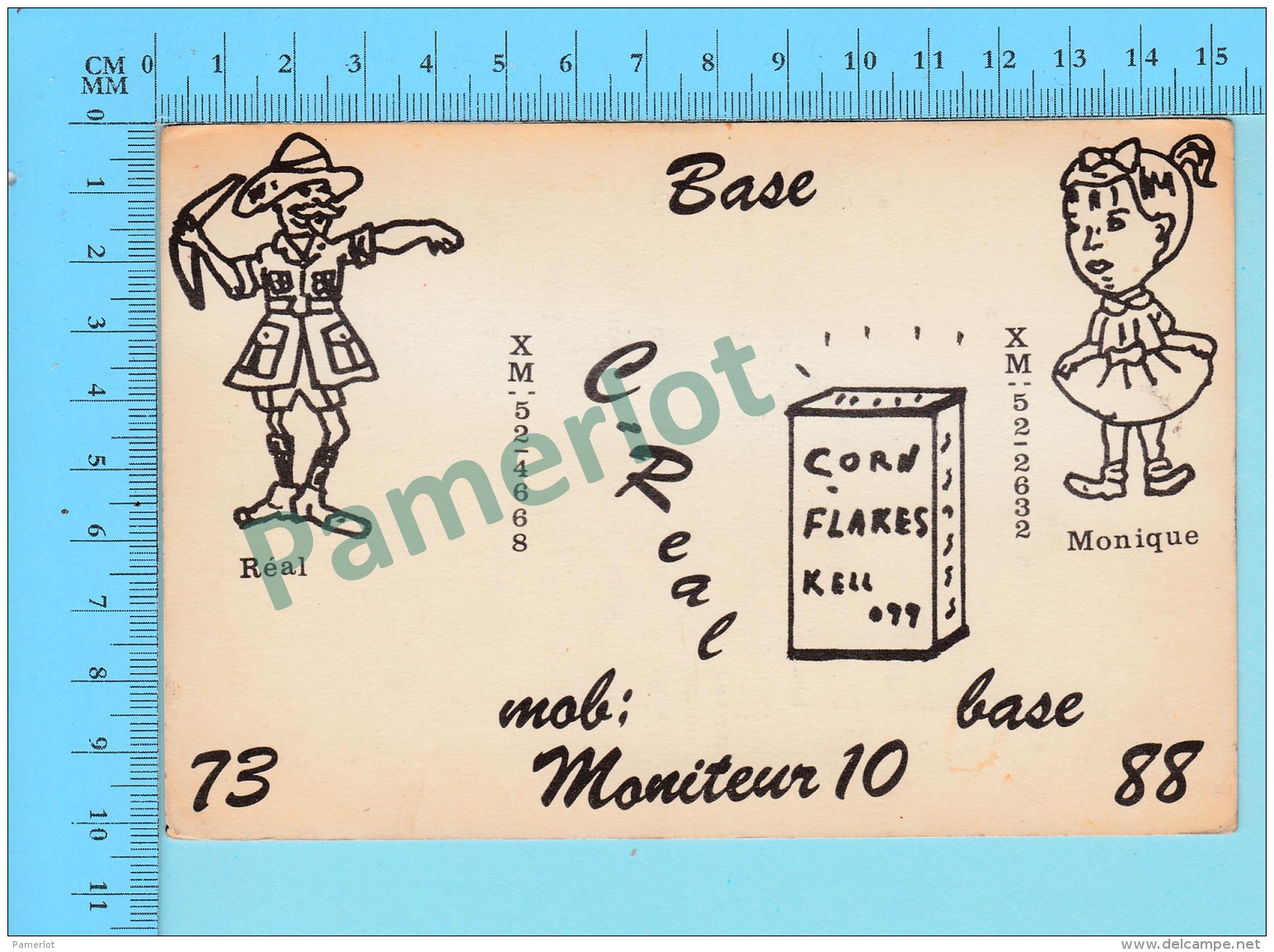 QSL- CB- Base C-Real, Cereal Corn Flake - Montreal Quebec- 2 Scans - CB