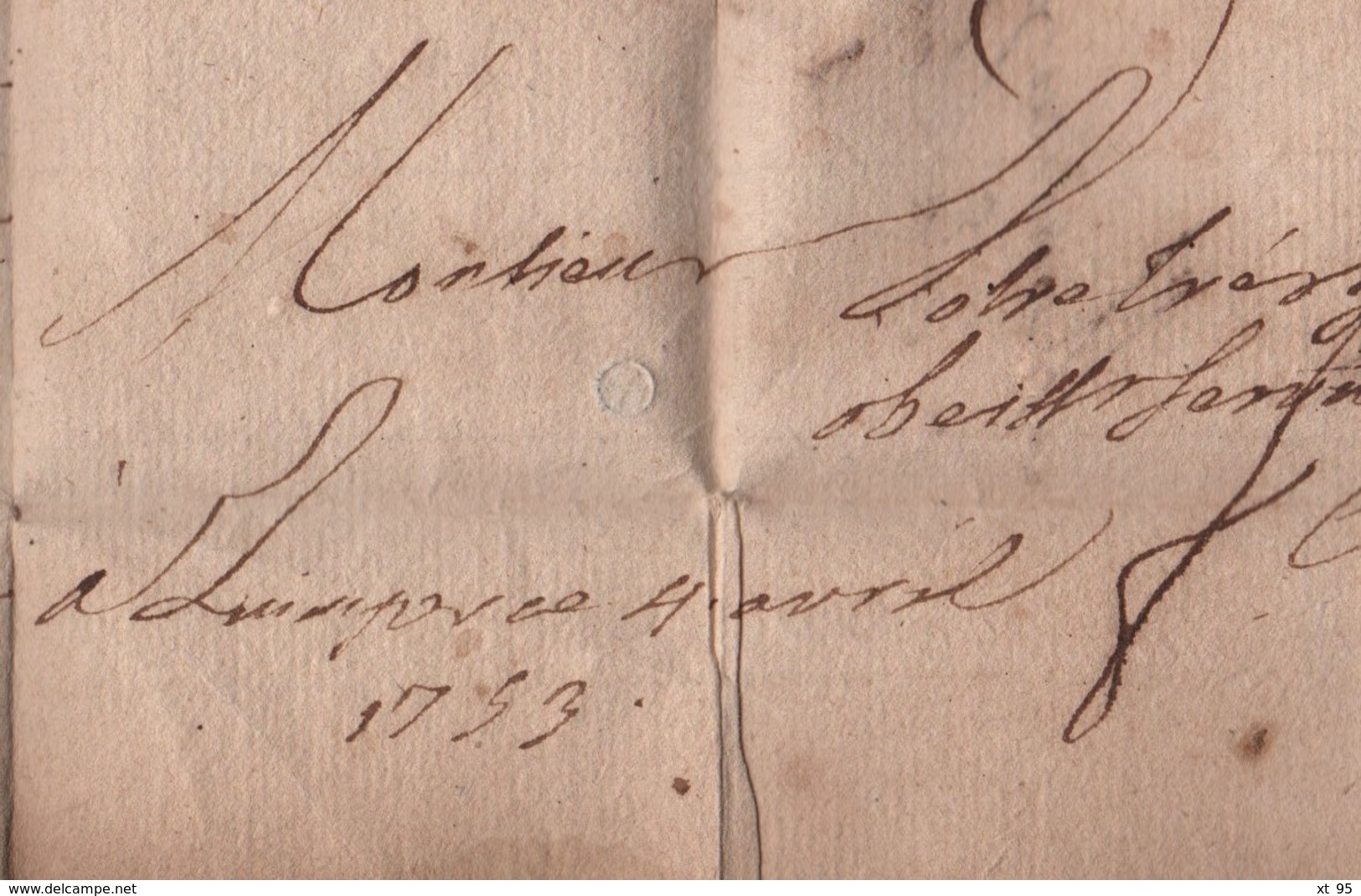 Quimper - Finistere - Courrier De 1753 - 1701-1800: Precursors XVIII