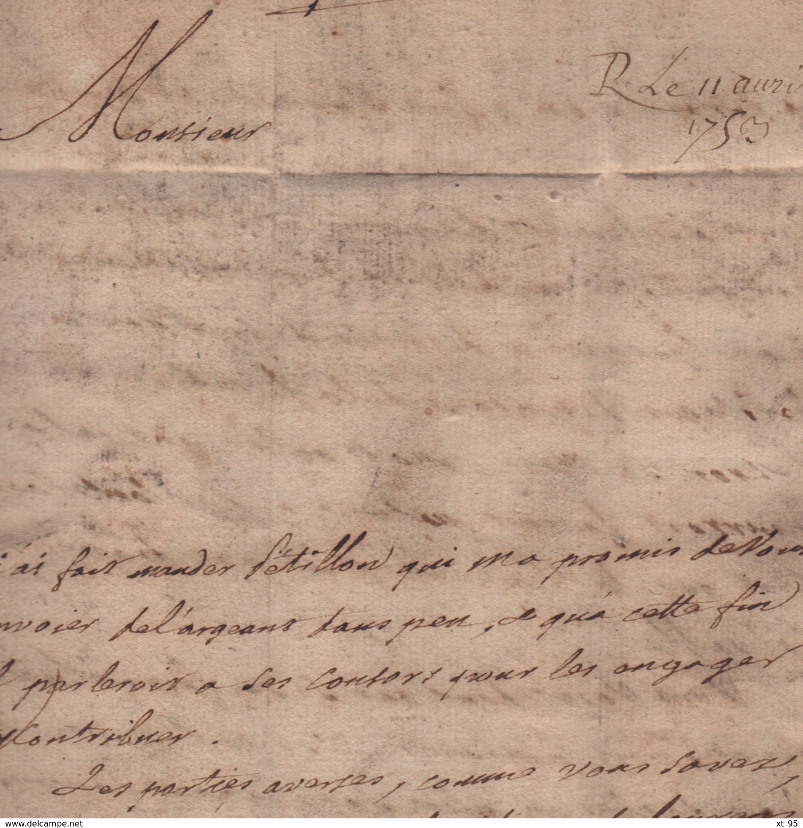 Quimper - Finistere - Courrier De 1753 - 1701-1800: Precursori XVIII