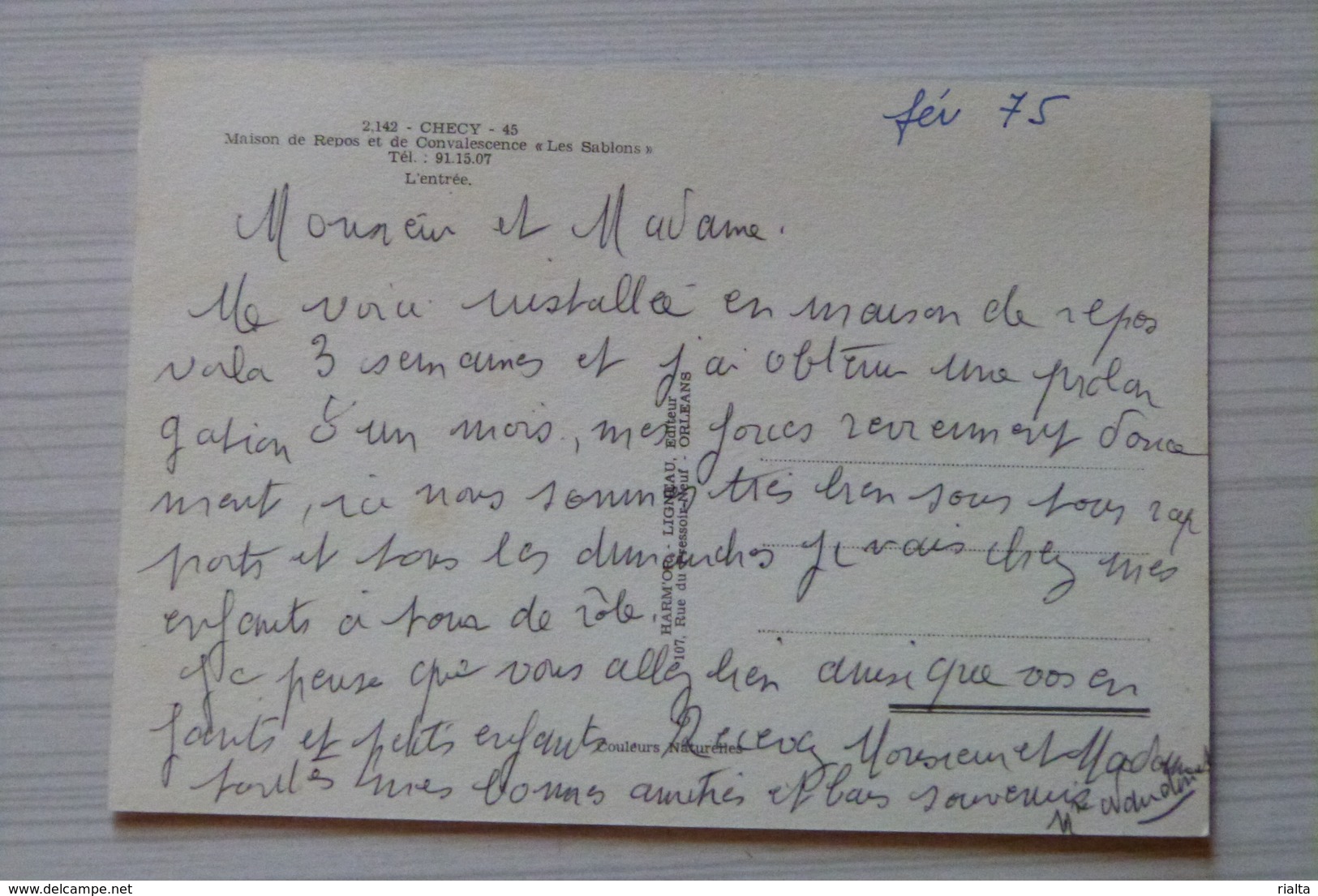 45, CHECY, MAISON DE REPOS ET DE CONVALESCENCE "LES SABLONS", L'ENTREE - Autres & Non Classés