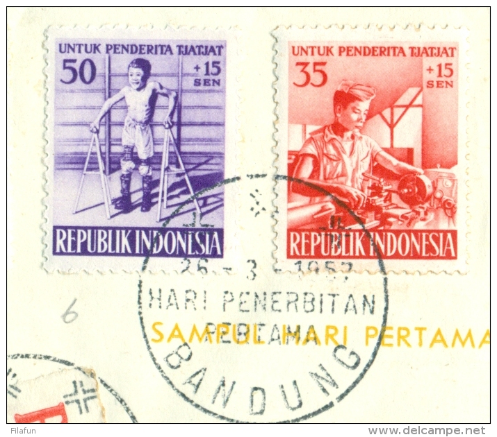 Indonesia - 1957 - R-Airmail 1st Day Cover From Bandung To Germany - Indonesia