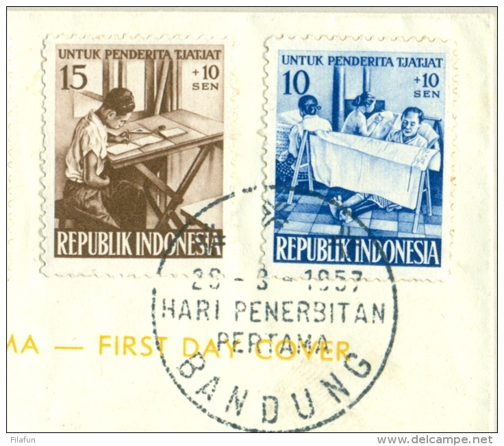 Indonesia - 1957 - R-Airmail 1st Day Cover From Bandung To Germany - Indonesië