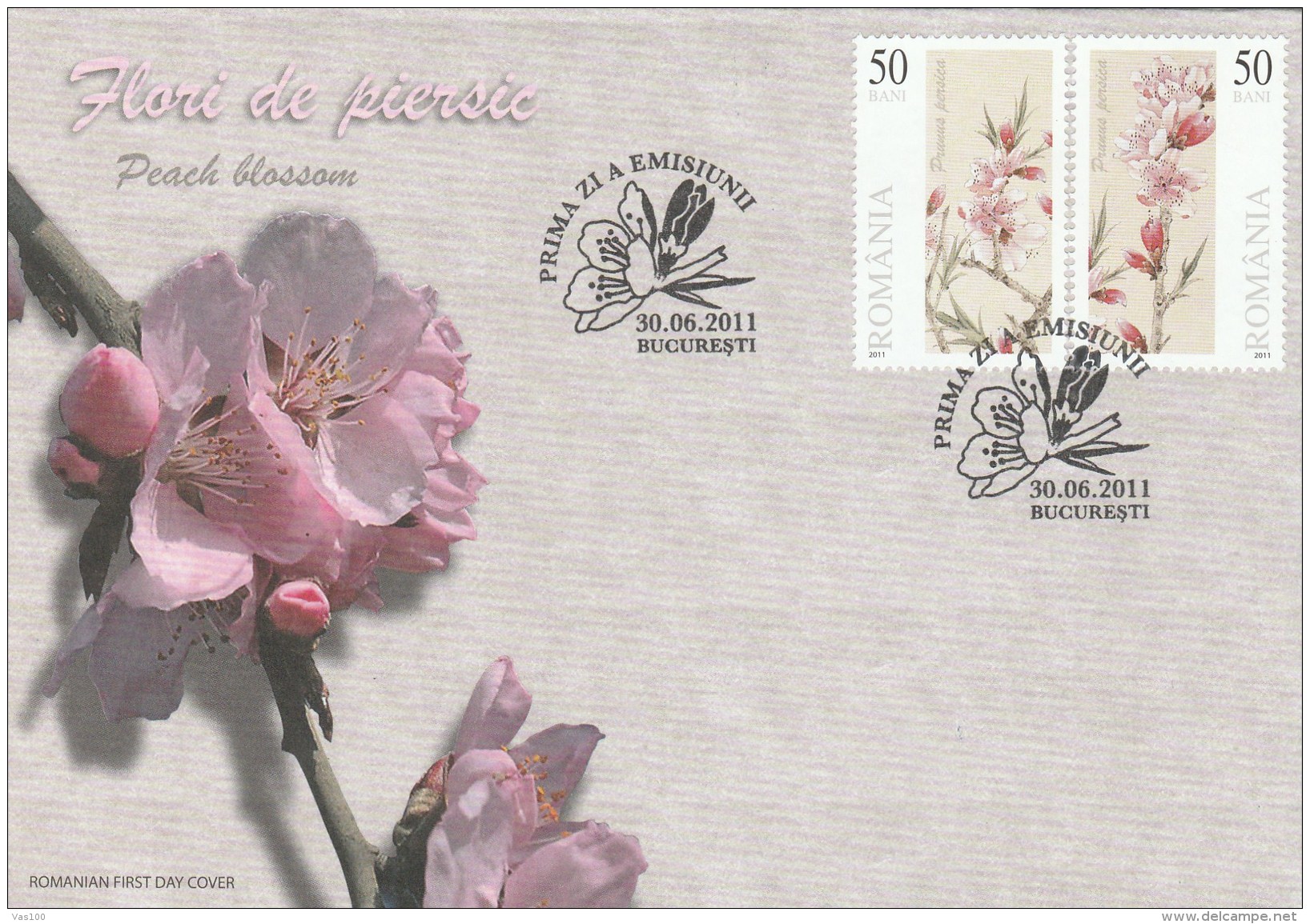 PEACH BLOSSOM FLOWERS 2011 COVER FDC, ROMANIA. - FDC