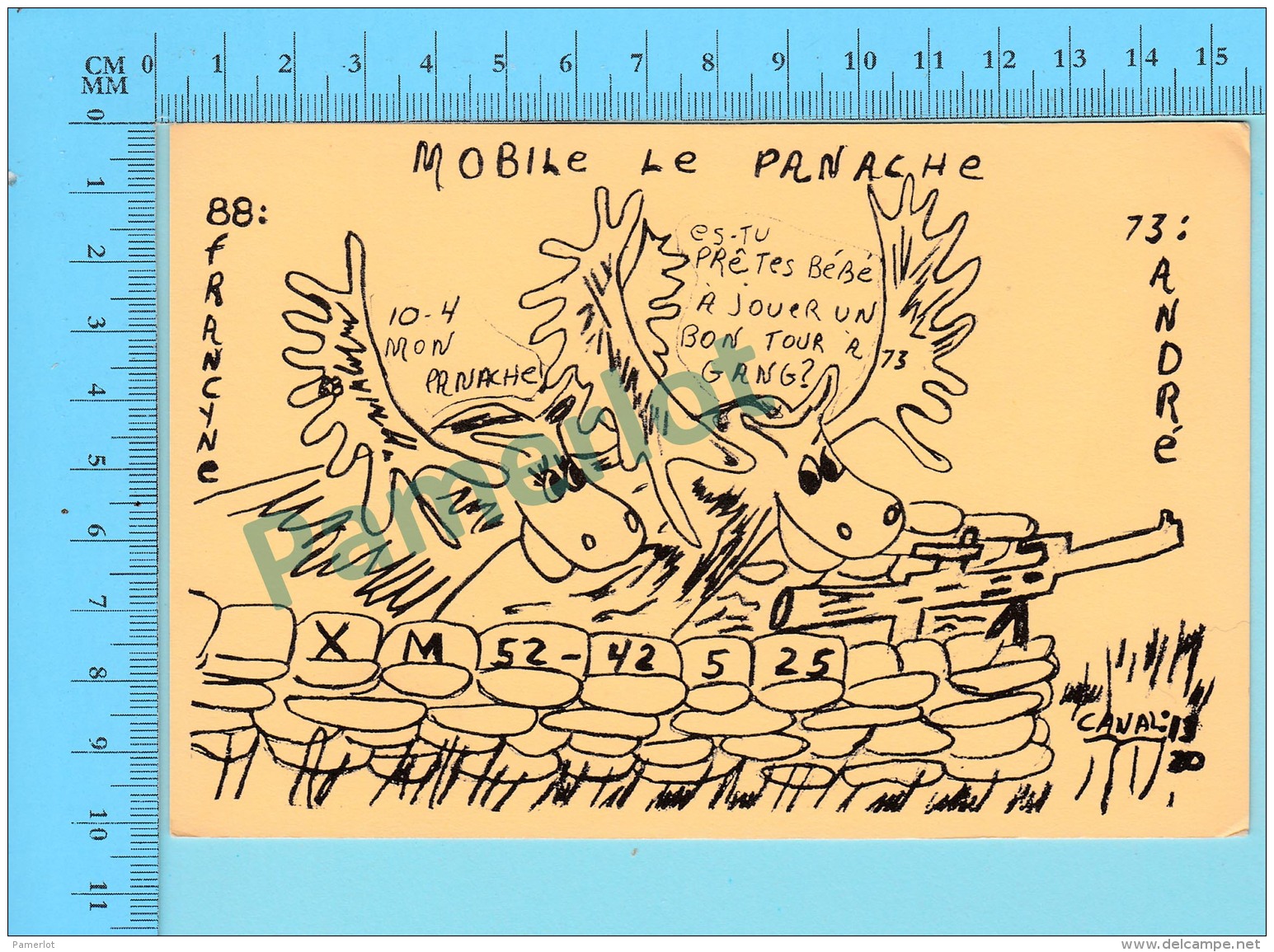 QSL- CB- Mobile Panache, Chevreuils A La Chasse  - Montreal Quebec- 2 Scans - CB