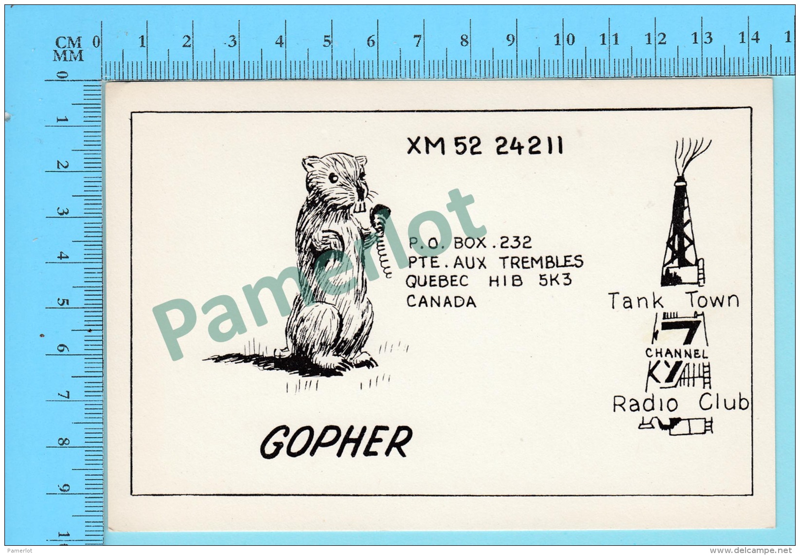 QSL- CB-  Gopher , Animal Rongeur  -  Pointe Aux Trembles Quebec- 2 Scans - CB