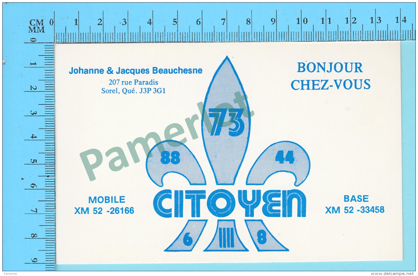 QSL- CB-  Base Du Citoyen Fleurs De Lys  - Sorel Quebec- 2 Scans - CB