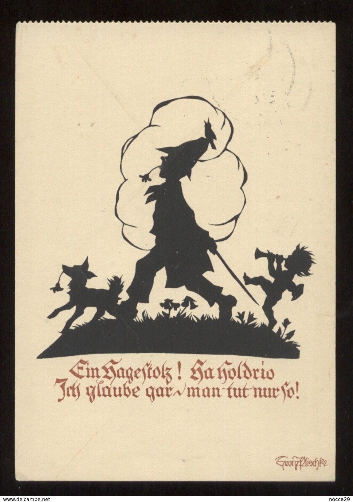 GERMANIA  ANNI 50 ILLUSTRATORE NON CLASSIFICATO - BAMBINO CON CANE. FORMATO GRANDE (8) SILHOUETTE - Siluette