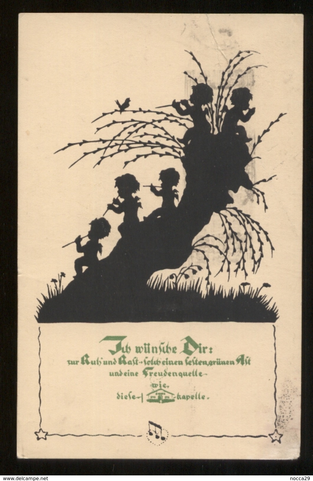 GERMANIA  ANNI 20 ILLUSTRATORE NON CLASSIFICATO - ANGELI BAMBINI SU UN ALBERO . FORMATO PICCOLO (14) SILHOUETTE - Siluette