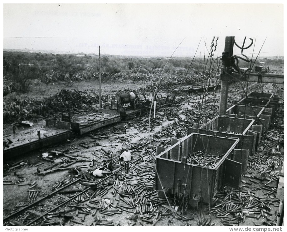 WWII Tunisie Bombardement Gare De Train Enfidaville Enfida Ancienne Photo 1945 - War, Military