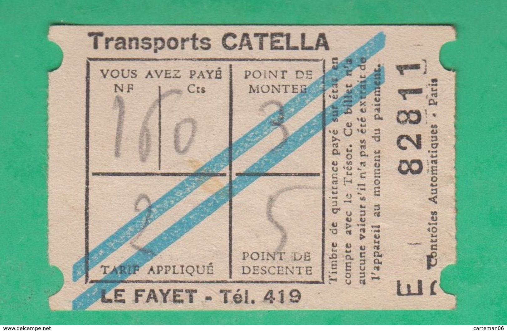 Titre De Transport  - Transport Catella - Le Fayet - Europe