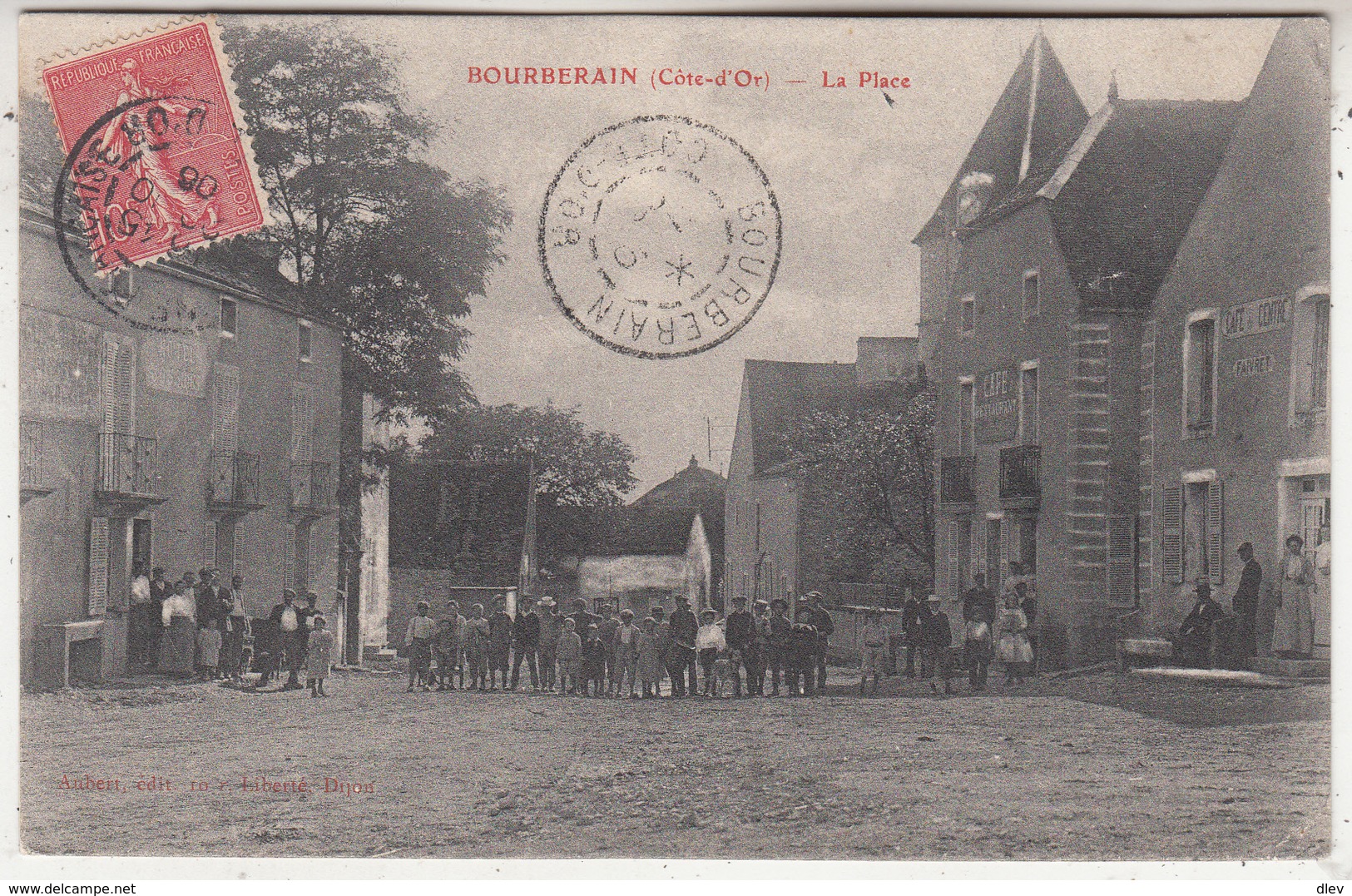 Bourberain (Côte-d' Or) - La Place - Très Animée - 1906 - Aubert, éditeur - Altri & Non Classificati