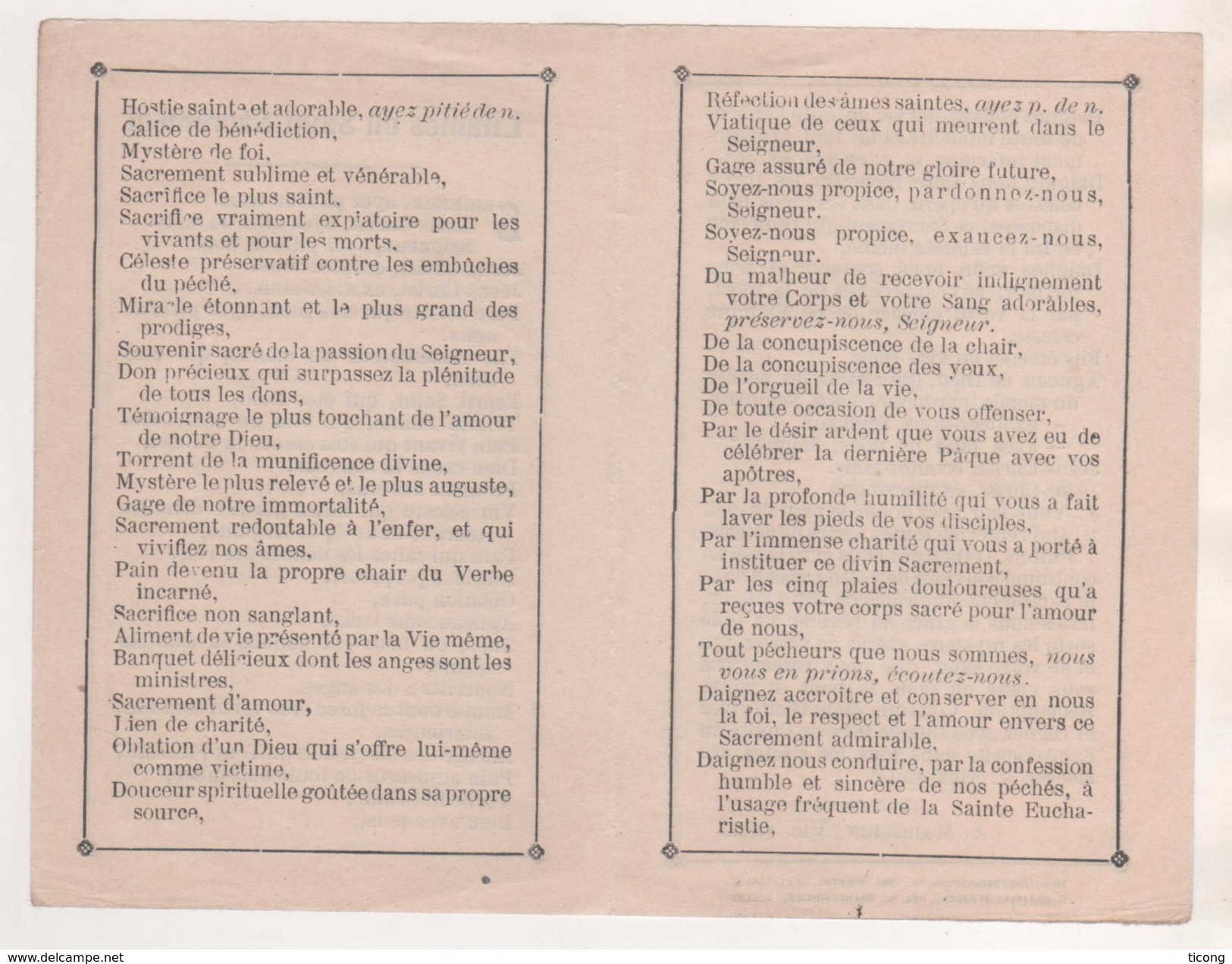 LITANIES DU SAINT SACREMENT SIGNEE A. MARGERIN - IMPRIMERIE DUYTSCHAEVER LILLE, LIBRAIRIE STOFFEL LILLE - A VOIR - Imágenes Religiosas