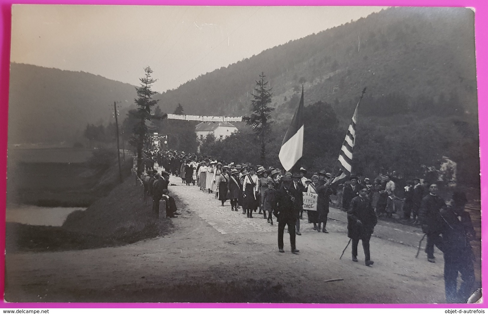 Cpa Alle Sur Semois Souvenir Fête Patriotique 1919 Carte Photo Fourneau Belgique Ardennes Belge Vresse - Vresse-sur-Semois