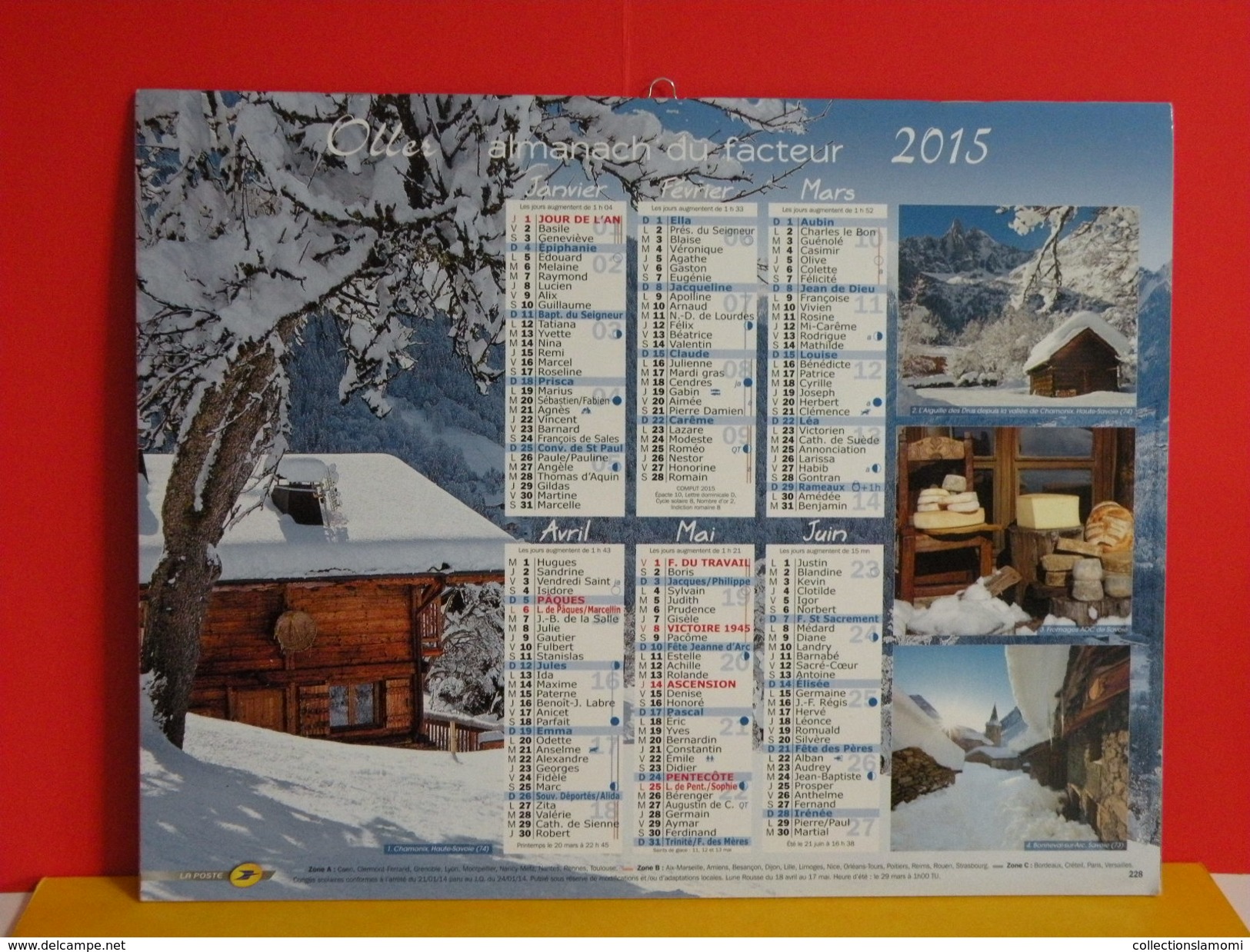 Calendrier Oller > Chamonix 74,Bonneval Sur Arc 73 - Village Et Montagne Suisse - Almanach Facteur 2015 Comme Neuf - Grand Format : 2001-...