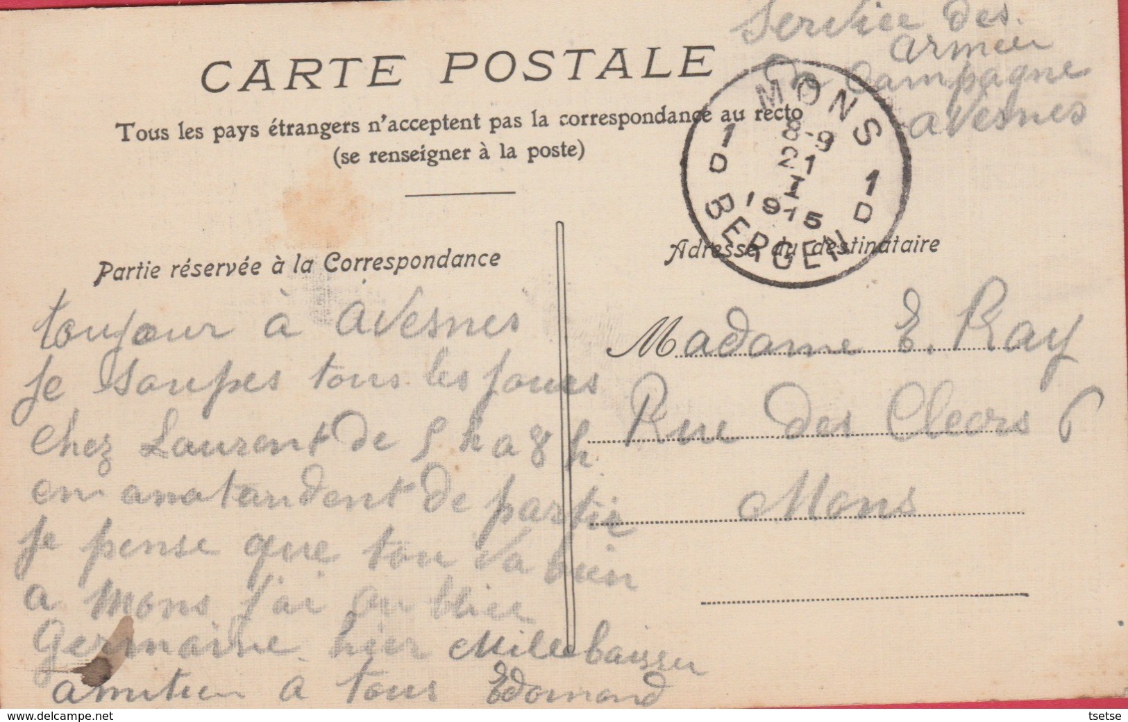 Avesnes - Institut Villien ... Jolie Carte Toilée  - 1915 ( Voir Verso ) - Avesnes Sur Helpe