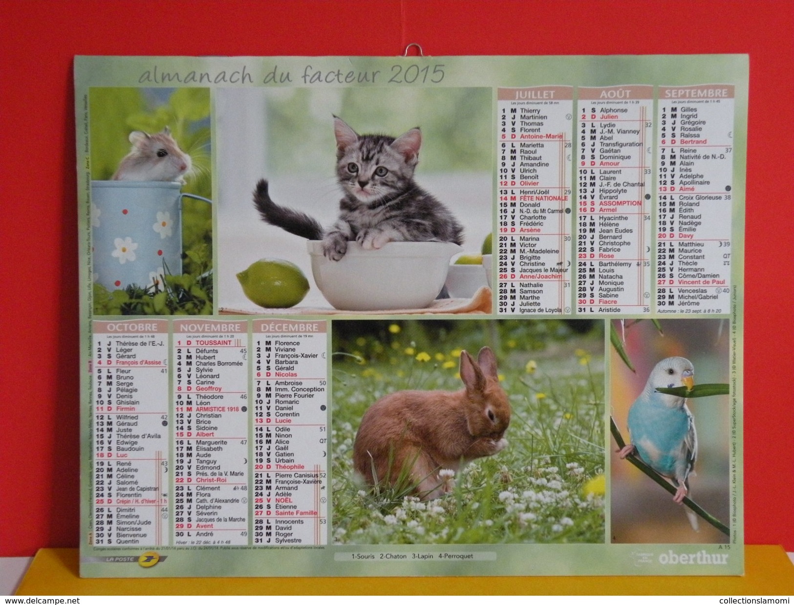 Calendrier Oller > Nos Amis Les Animaux - Almanach Facteur 2015 Comme Neuf - Grand Format : 2001-...